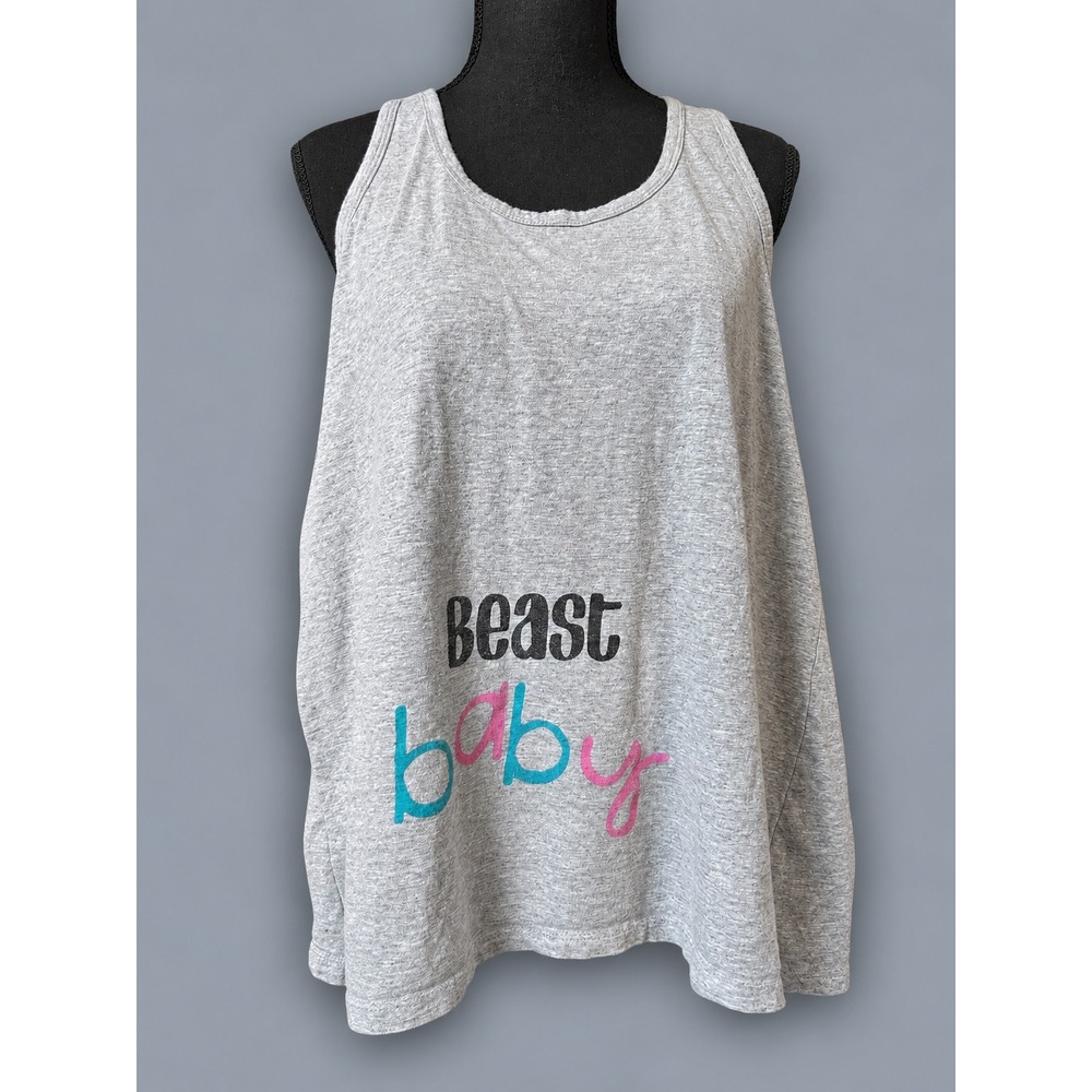 Danskin Now Tank Top Women XL Gray Excellent Beast Baby Graphic Racerback Loose